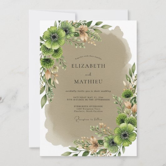 Invitation Olive Green Earthy Spring Wedding (Devant)
