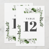 Invitation Olive Green Elegant Pays Floral Numéro de tableau (Devant / Derrière)