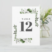Invitation Olive Green Elegant Pays Floral Numéro de tableau (Debout devant)