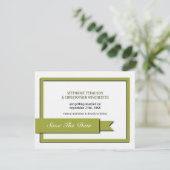 Invitation Olive Green Enregistrer la Date (Debout devant)