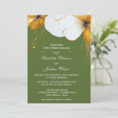 Invitation Olive Green et Gold Floral Mariage (Debout devant)
