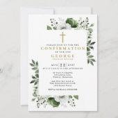 Invitation Olive Green Floral Botanique Moderne Confirmation (Devant)