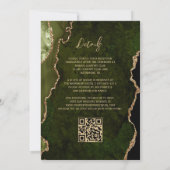 Invitation Olive Green Gold Agate Script QR Code Mariage (Dos)