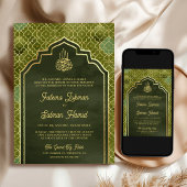Invitation Olive Green Gold Marocain musulman Mariage