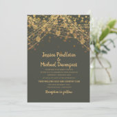 Invitation Olive Green Gold Parties scintillant String Mariag (Debout devant)