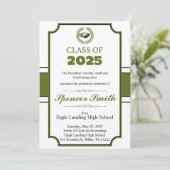 Invitation Olive Green Graduation simple (Debout devant)