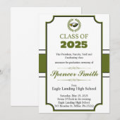 Invitation Olive Green Graduation simple (Devant / Derrière)