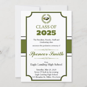 Invitation Olive Green Graduation simple