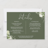 Invitation Olive Green Greenery Détails du Mariage Informatio (Devant)