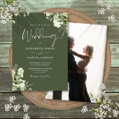Invitation Olive Green Greenery Feuilles Élégant Mariage phot