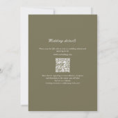 Invitation Olive Green Leaf Monogramme QR Code Mariage (Dos)