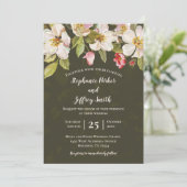 Invitation Olive Green + Magnolia Rose Mariage Floral Inviter (Debout devant)