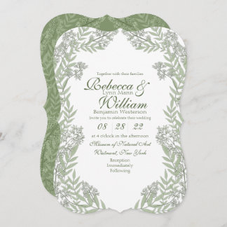 Invitation Olive Green Mariage Botanique Vintage