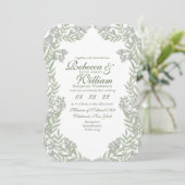 Invitation Olive Green Mariage Botanique Vintage (Debout devant)