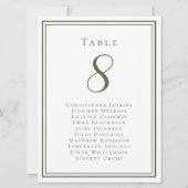 Invitation Olive Green Mariage Siège Invité Numéro de tableau (Devant)