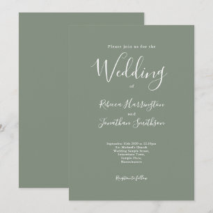 Invitation Olive Green Minimal Mariage moderne