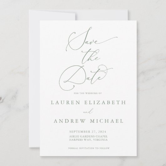 Invitation Olive Green Minimalist Enregistrer l'invitation de (Devant)