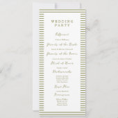 Invitation Olive Green Modern Wedding Program Card (Dos)