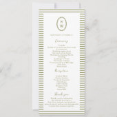 Invitation Olive Green Modern Wedding Program Card (Devant)