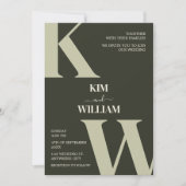 Invitation Olive Green Moderne Monogramme Mariage (Devant)