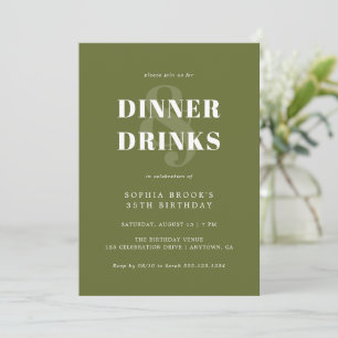 Invitation Olive Green moderne Typographie audacieuse Anniver