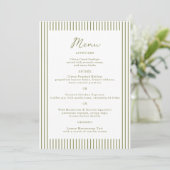 Invitation Olive Green Monogram Wedding Menu Card (Debout devant)