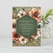 Invitation Olive Green Rustic Bloom Wedding (Debout devant)