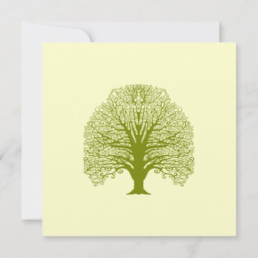 Invitation Olive Green Rustic et Whimssl Tree (Dos)