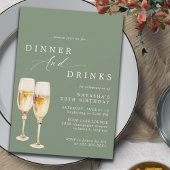 Invitation Olive Green Sage | Fancy Champagne Anniversaire Dî