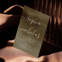 Olive green script minimaliste fiançailles