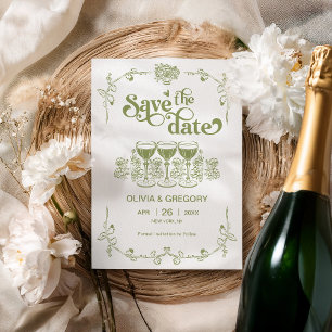 Invitation Olive Green Sparking champagne Sauvez la date