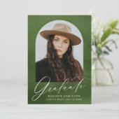 Invitation Olive Green Watercolor Arch Photo Graduation Party (Debout devant)