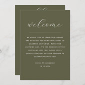 Invitation Olive Green Wedding Weekend Timeline & Welcome (Devant / Derrière)