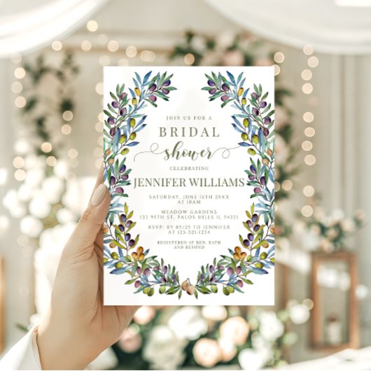 Invitation Olive Italian Tuscan Theme Boho Bridal Shower