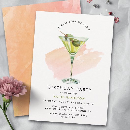 Invitation Olive Martini | Fun Cocktail Party Adulte Annivers