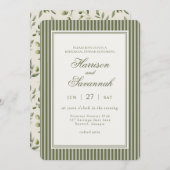 Invitation Olive Martini Striped Old Money Rehearsal Dinner (Devant / Derrière)