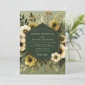 Invitation Olive Muted Flora Wedding (Debout devant)