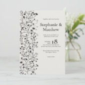 Invitation Olive noir ・ Vin en fleurs Mariage photo (Debout devant)