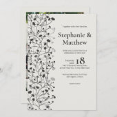 Invitation Olive noir ・ Vin en fleurs Mariage photo (Devant / Derrière)