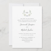 Invitation Olive peint et mariage de monogramme officiel feui (Devant)