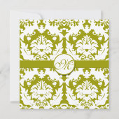 Invitation Olive Sage Vert Floral Damask Monogramme (Dos)