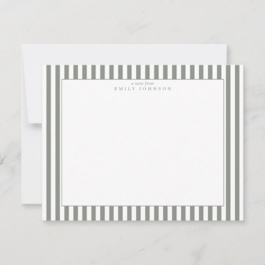 Invitation Olive Striped Note Card (Devant)