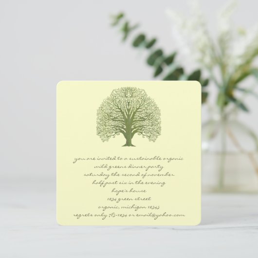 Invitation Olive Swirl Tree (Debout devant)
