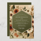 Invitation Olive Terracotta Autumnal Wedding (Devant / Derrière)