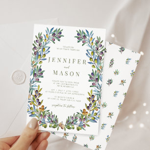 Invitation Olive Toscan thème bohème mariage d'été
