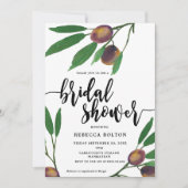 Invitation olive toscane laurel moderne nuptiale douche invit (Devant)