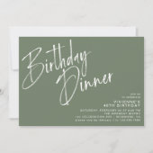 Invitation Olive vert Sage | Dîner d'anniversaire simple et m (Devant)