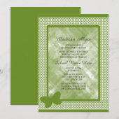 Invitation Olive Verte avec Papillon Fête de Coffre de Fac (Devant / Derrière)