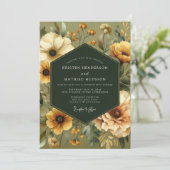 Invitation Olive Vintage Bloom Wedding (Debout devant)