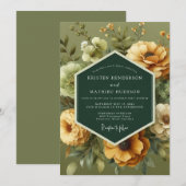 Invitation Olive Vintage Meadow Wedding (Devant / Derrière)